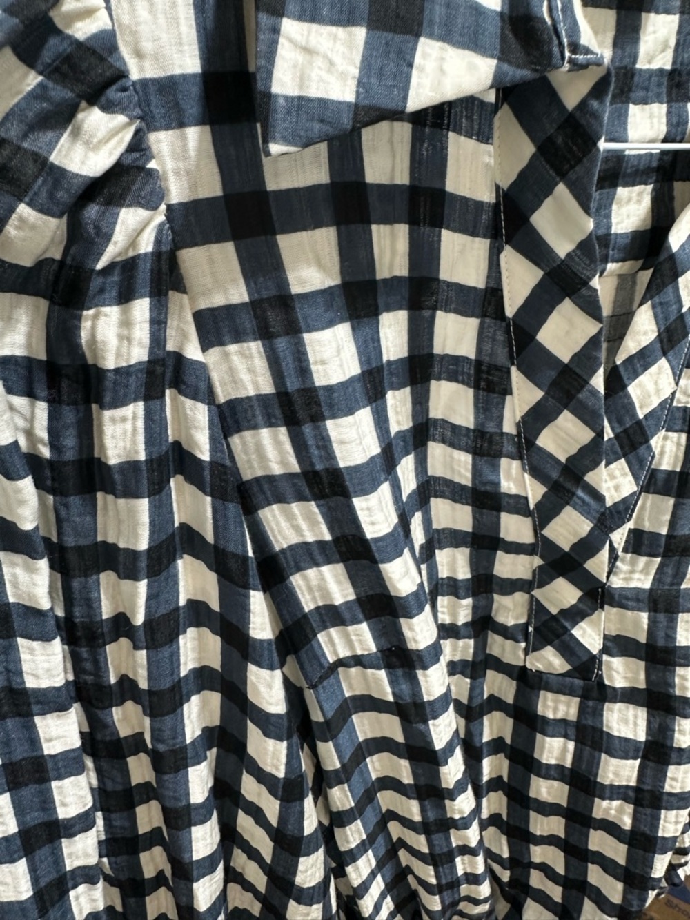 FRNCH Paris Gingham Mini Dress M Anthropologie Balloon Sleeve Check Blue/White - Picture 4 of 6